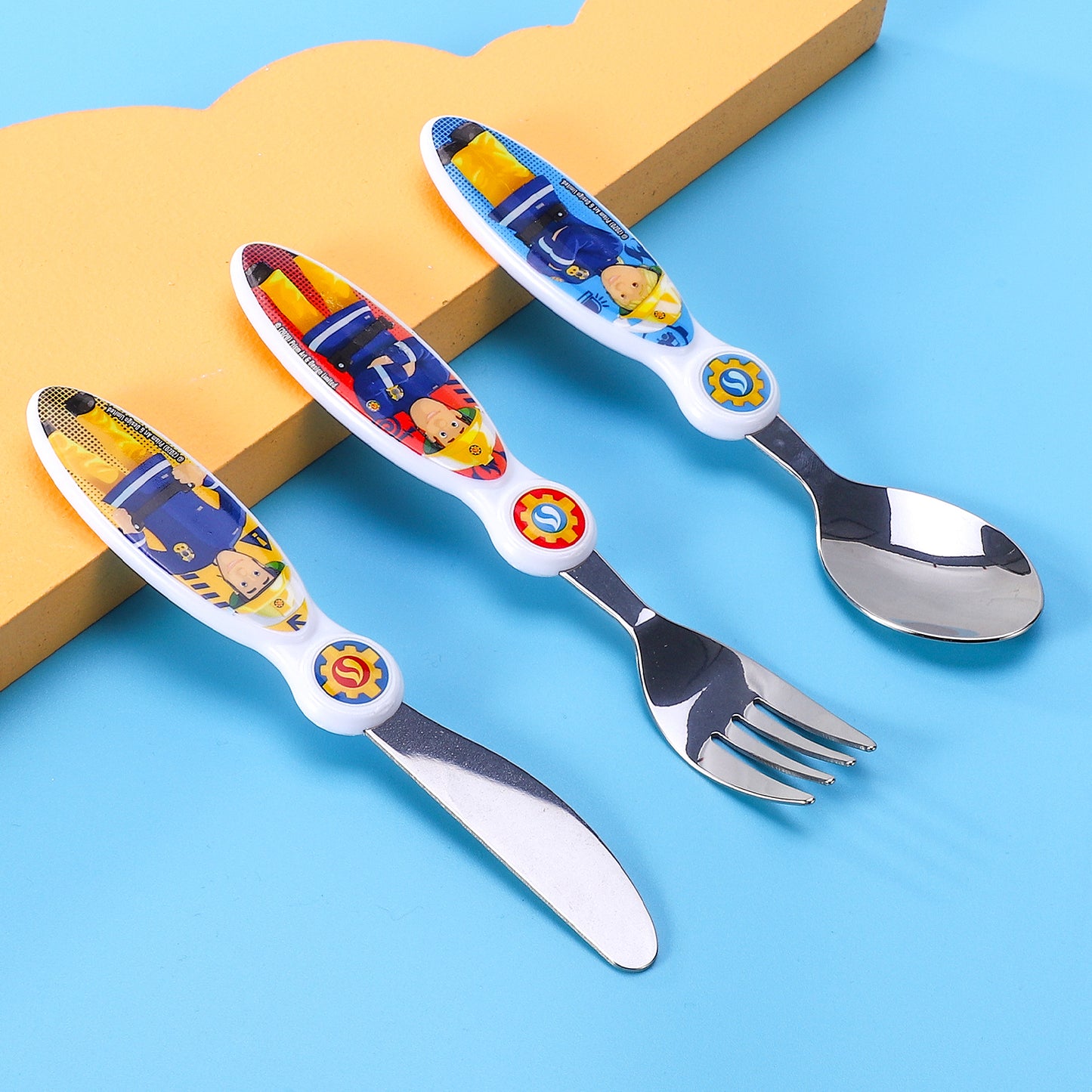 Fireman Sam Children's Kids 3pcs Cutlery Set - Knife/Fork/Spoon