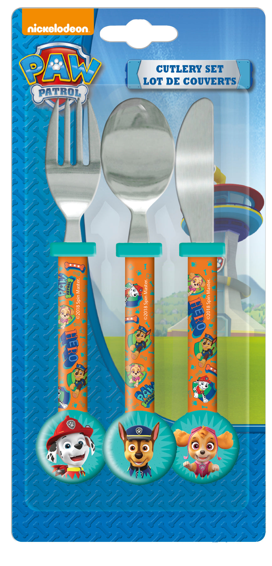 Paw Patrol Dynamic Children's Kids 3pcs Cutlery Set, Knife/Fork/Spoon