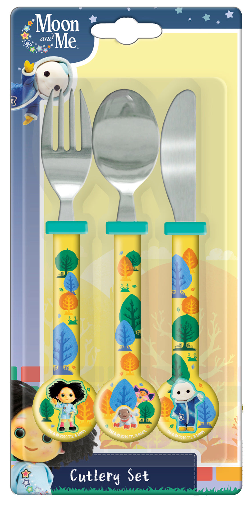 Moon and Me Children's Kids 3pcs Cutlery Set, Knife/Fork/Spoon