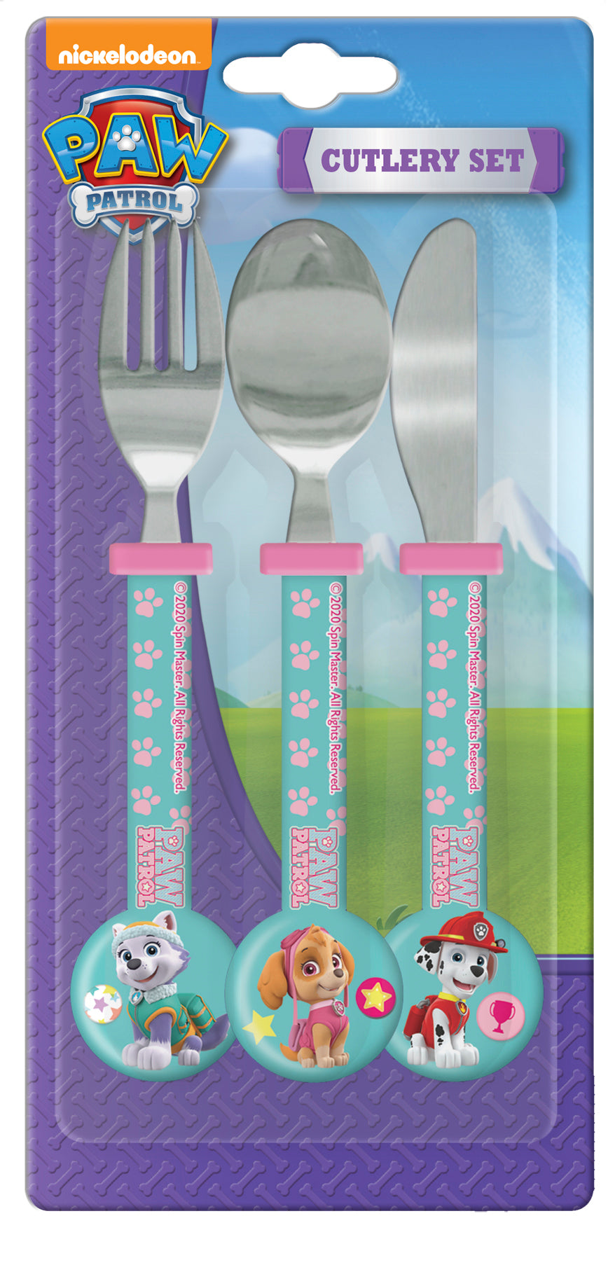 Paw Patrol Girls Children's Kids 3pcs Cutlery Set, Knife/Fork/Spoon