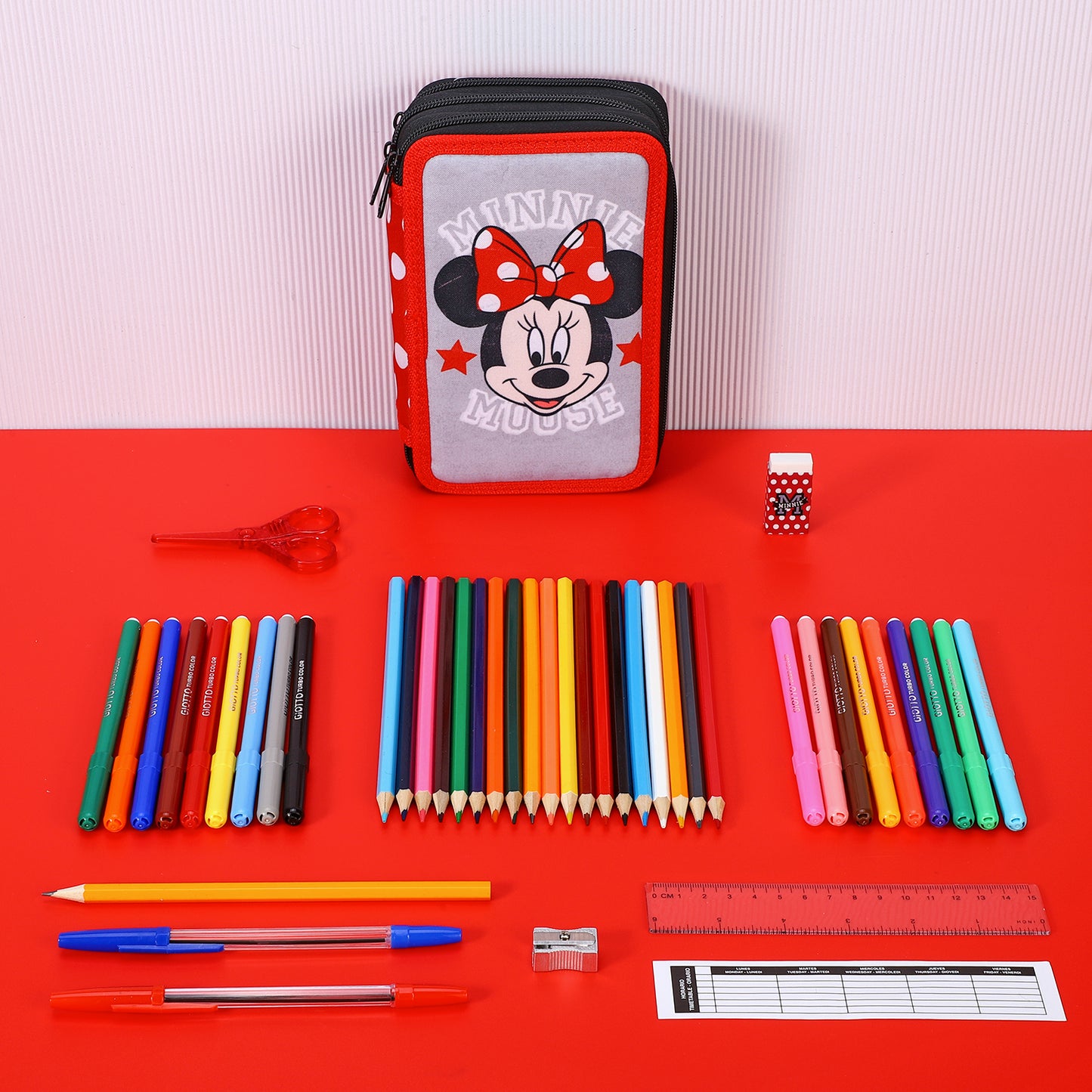 Minnie Mouse Girl's School Pencil Case - Official Disney Licensed, Multicoloured, Classic