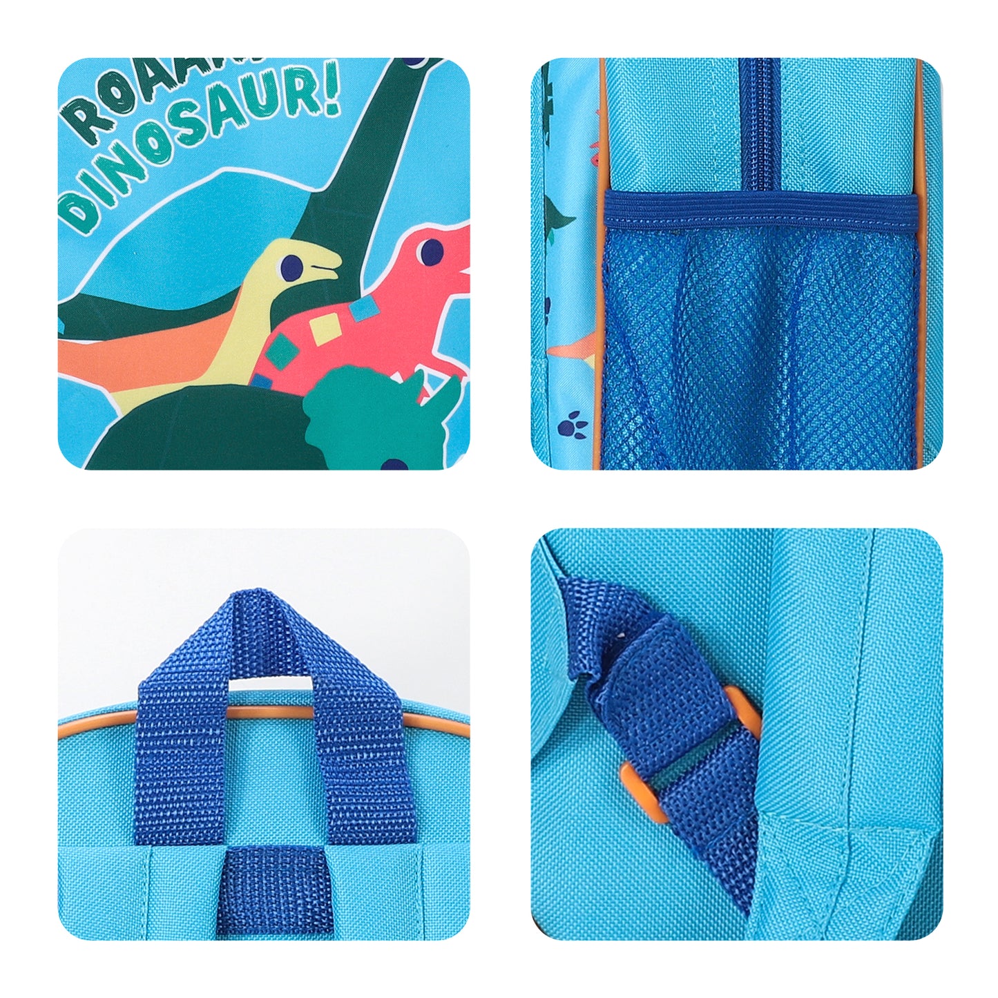 Dinosaur Blue Kids Childrens Backpack School Rucksack Travel Bag Boys Girls with side mesh pocket Boys Girls