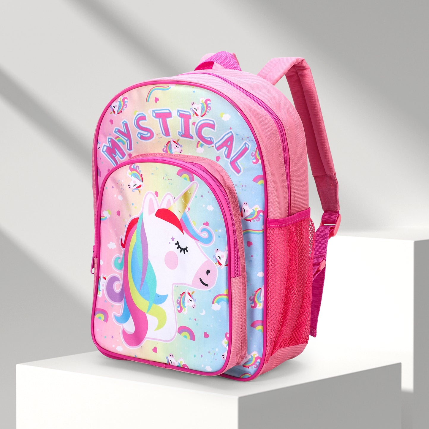 Unicorn Pink Kids Childrens Backpack School Rucksack Travel Bag Boys Girls with side mesh pocket Boys Girls