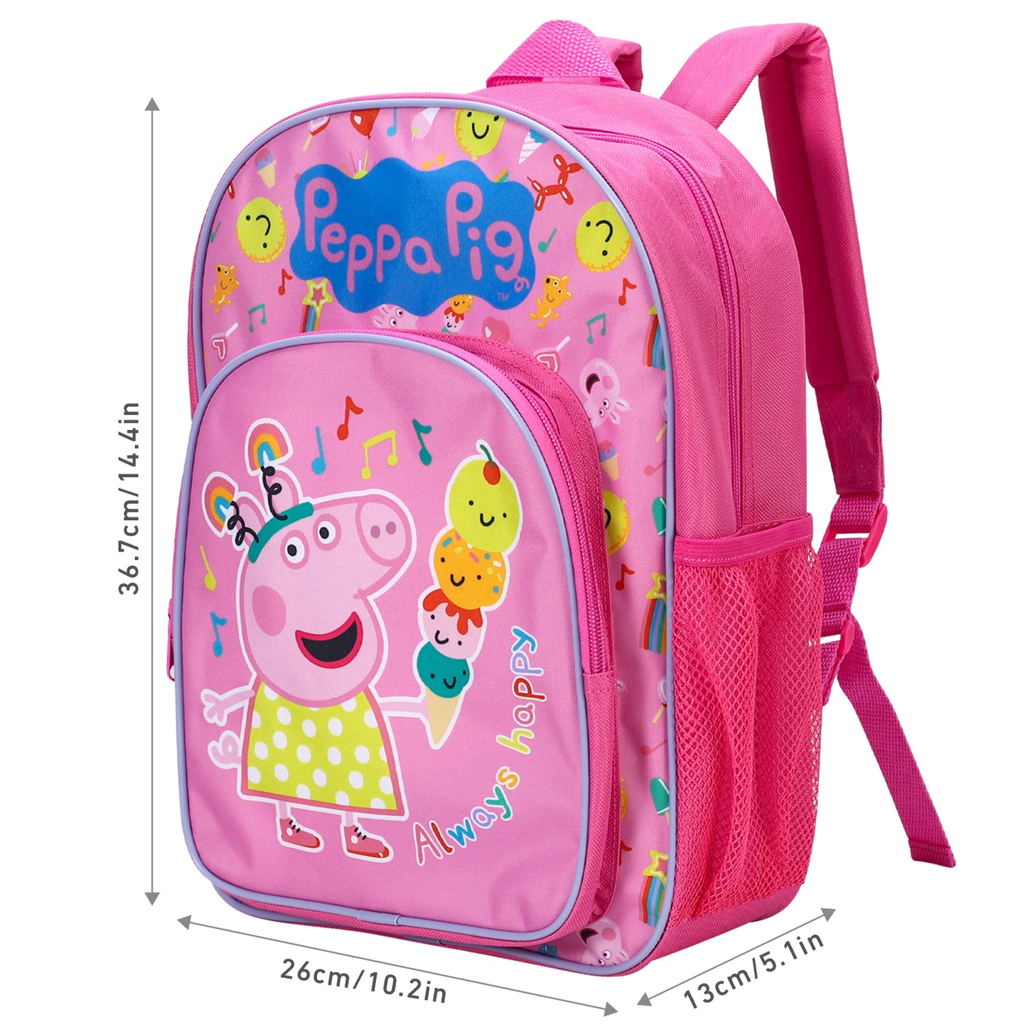Peppa Pig Kids Childrens Premium Backpack School Rucksack Travel Bag, Multicolour