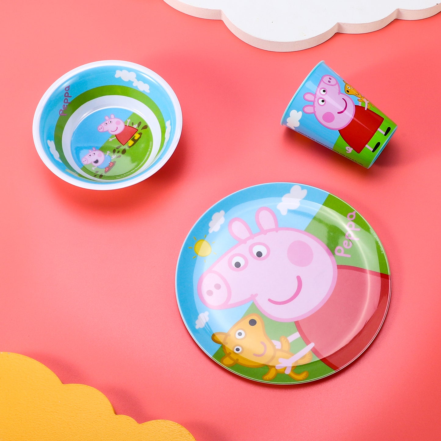 Peppa Pig 3pcs Kids Dinner Tableware Set Plate, Bowl & Tumbler, BPA Free