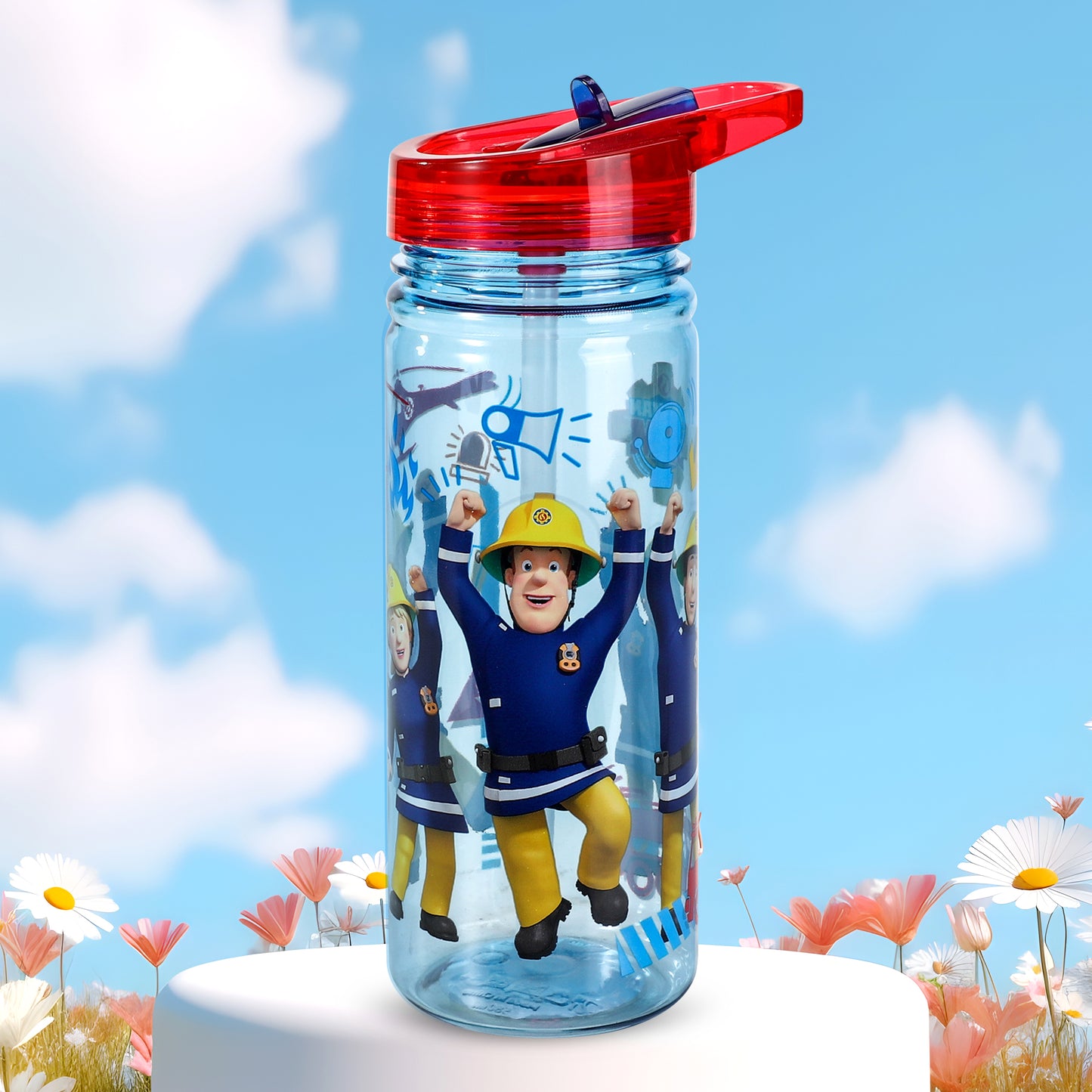 Fireman Sam 580ml Water Bottle for Kids, School Drinks Bottle Made of Durable Ecozen BPA Free