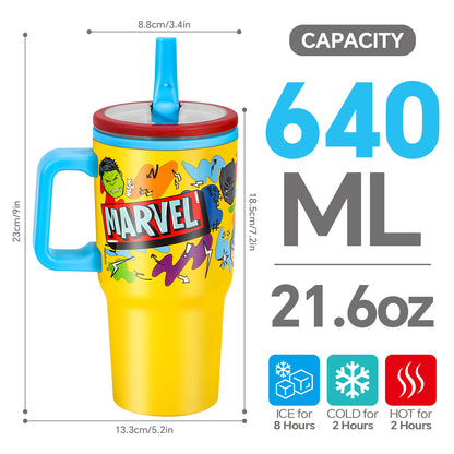 Avengers 640mL Double Walled Vacuum Insulated Tumbler with Straw & Handle