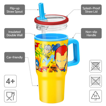 Avengers 640mL Double Walled Vacuum Insulated Tumbler with Straw & Handle
