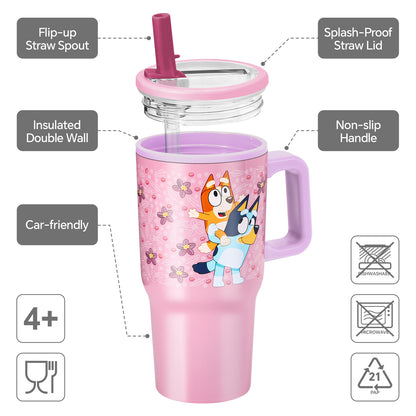 Bluey 640mL Double Walled Vacuum Insulated Tumbler with Straw & Handle