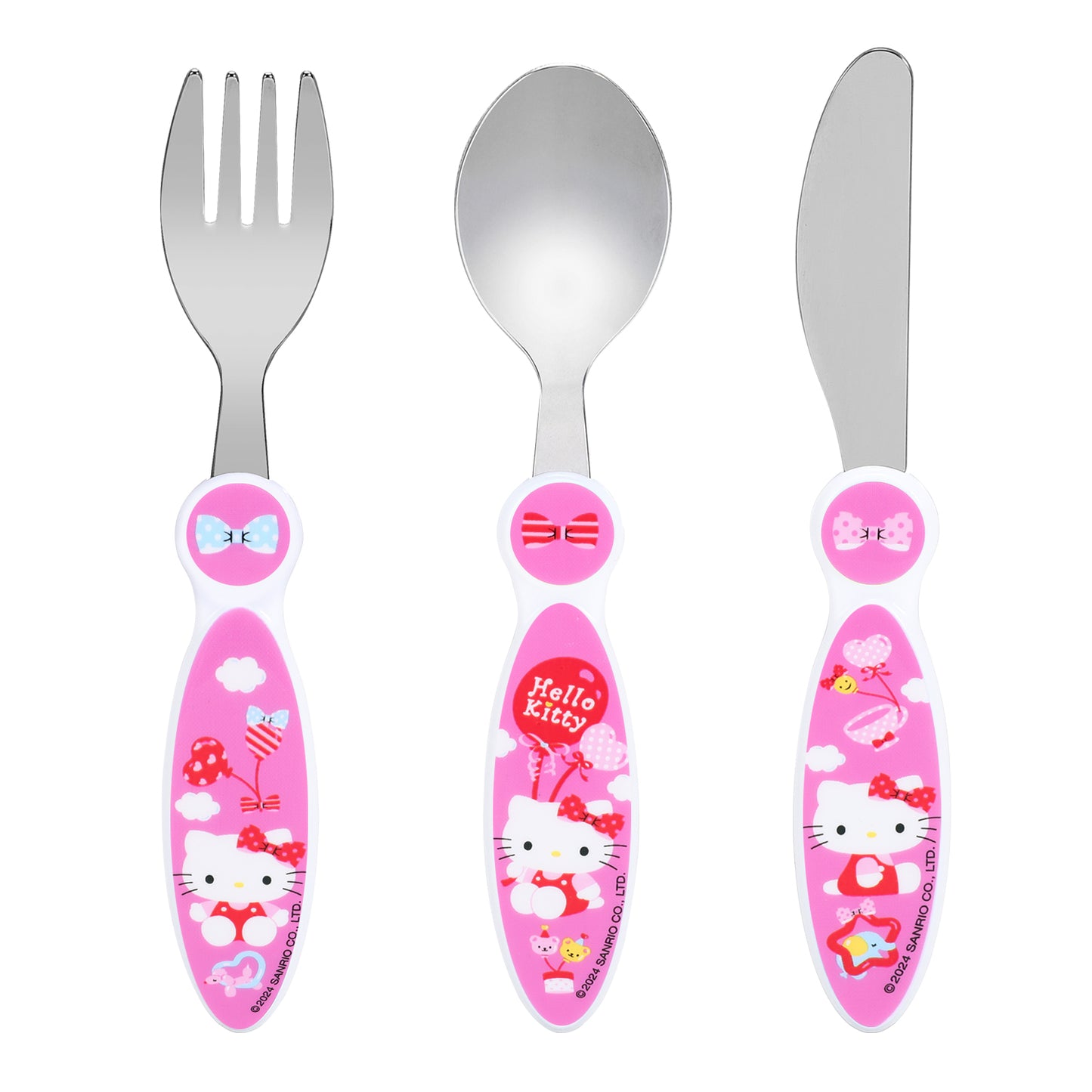 Hello Kitty Kids 6 Piece Reusable Dinner Set - Plate/Bowl/Cup/Knife/Fork/Spoon - Childrens Dinnerware Tableware Cutlery Set