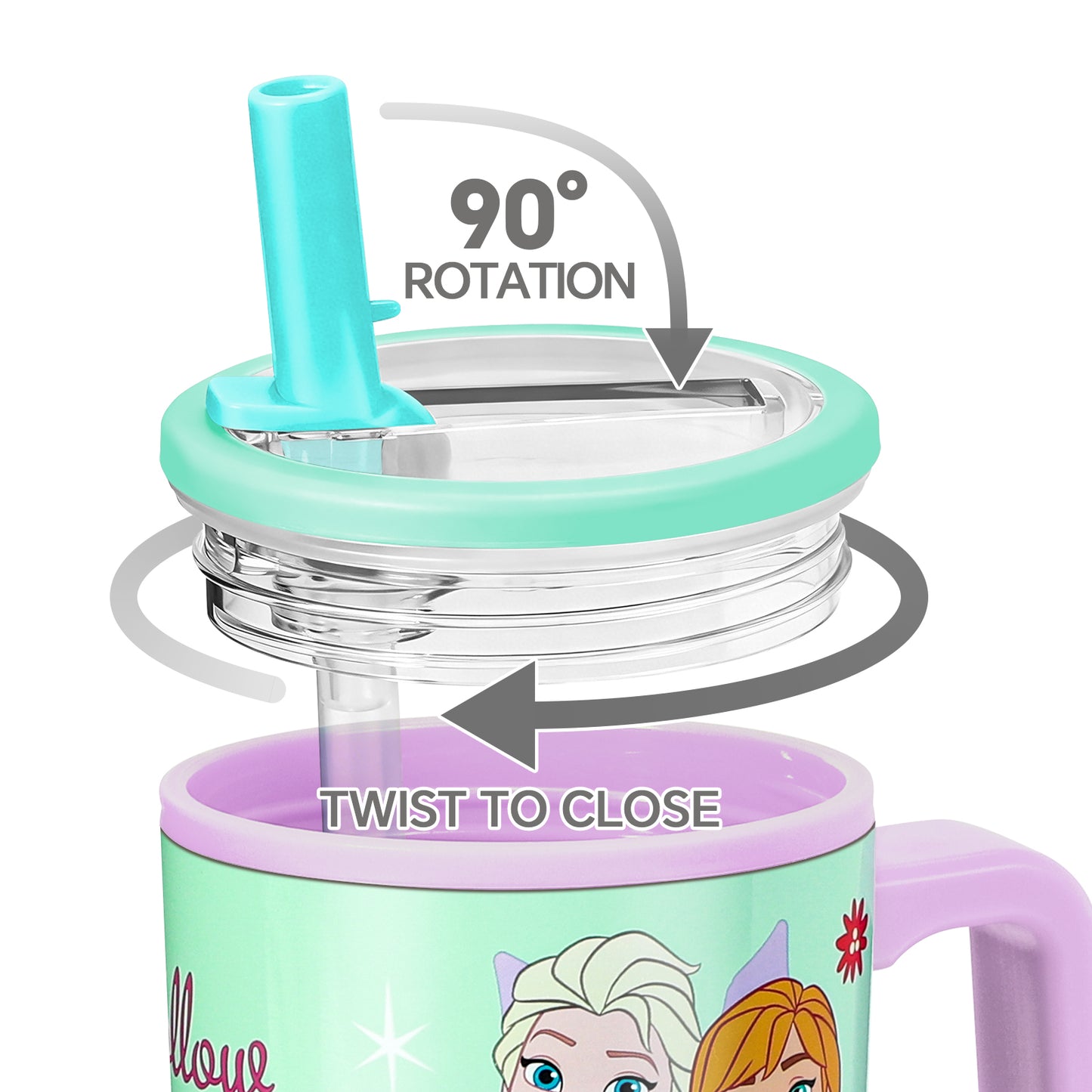 Frozen 640mL Double Walled Vacuum Insulated Tumbler with Straw & Handle