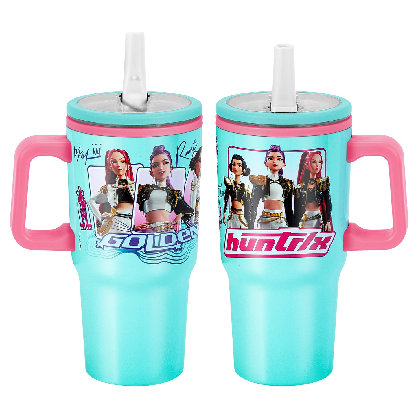 K Pop Demon Hunters 640mL/22oz Double Walled Vacuum Insulated Stainless Steel Tumbler Cup with Handle and Straw, Reusable Insulated Cup for Cold and Hot Drinks
