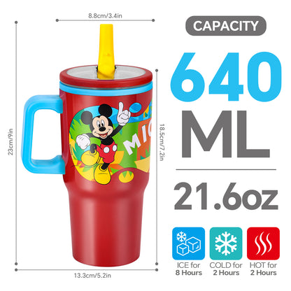 Mickey 640mL Double Walled Vacuum Insulated Tumbler with Straw & Handle