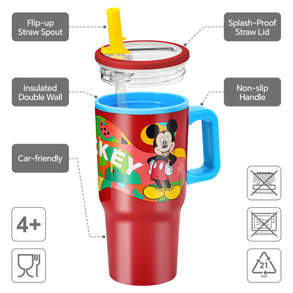 Mickey 640mL Double Walled Vacuum Insulated Tumbler with Straw & Handle