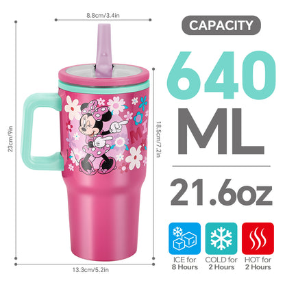 Minnie 640mL Double Walled Vacuum Insulated Tumbler with Straw & Handle