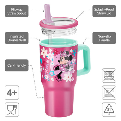Minnie 640mL Double Walled Vacuum Insulated Tumbler with Straw & Handle