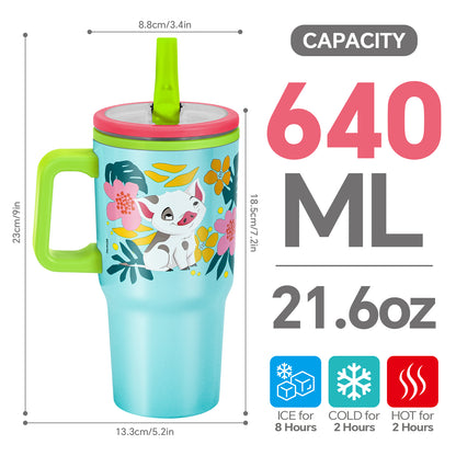 Moana 640mL Double Walled Vacuum Insulated Tumbler with Straw & Handle