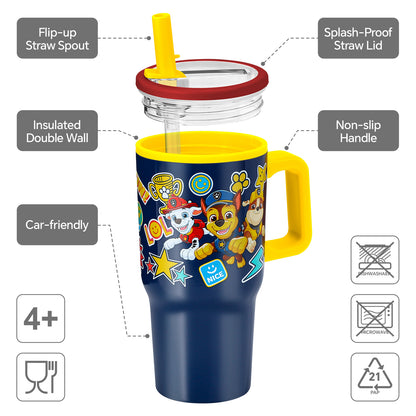 Paw Patrol Boy 640mL Double Walled Vacuum Insulated Tumbler with Straw & Handle