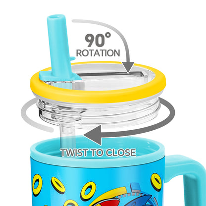 Sonic the Hedgehog 640mL/22oz Double Walled Vacuum Insulated Stainless Steel Tumbler Cup with Handle and Straw, Reusable Insulated Cup for Cold and Hot Drinks