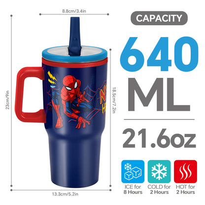 Spiderman 640mL Double Walled Vacuum Insulated Tumbler with Straw & Handle