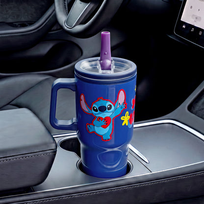 Stitch 640mL Double Walled Vacuum Insulated Tumbler with Straw & Handle
