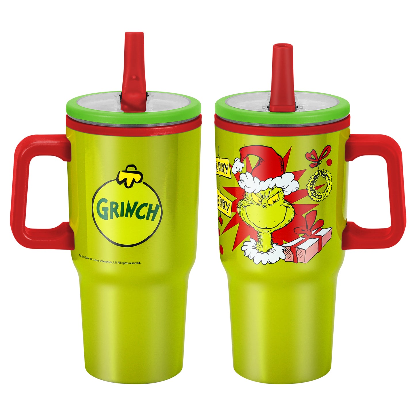 The Grinch 640mL Double Walled Vacuum Insulated Tumbler with Straw & Handle