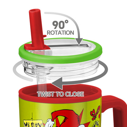 The Grinch 640mL Double Walled Vacuum Insulated Tumbler with Straw & Handle