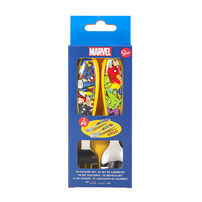 Avengers Children's Kids Ergonomic 2pcs Cutlery Set - Fork and Spoon