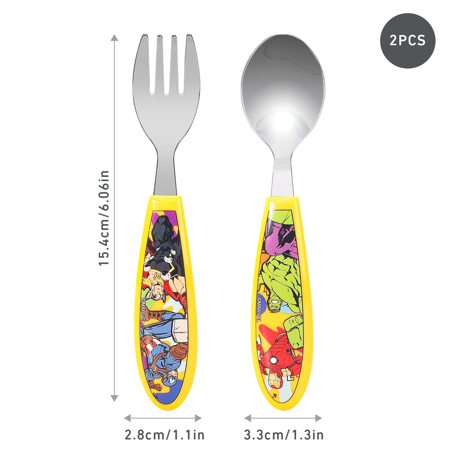 Avengers Children's Kids Ergonomic 2pcs Cutlery Set - Fork and Spoon
