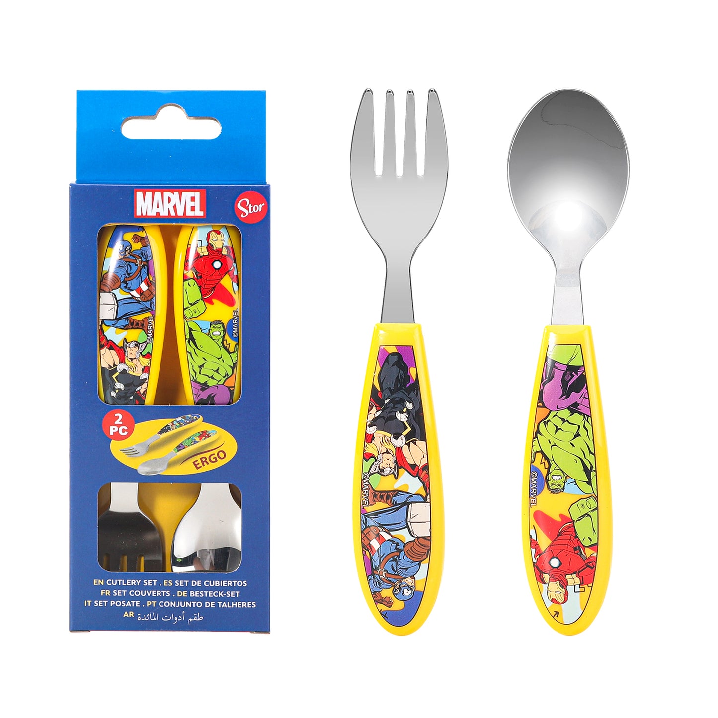 Avengers Children's Kids Ergonomic 2pcs Cutlery Set - Fork and Spoon