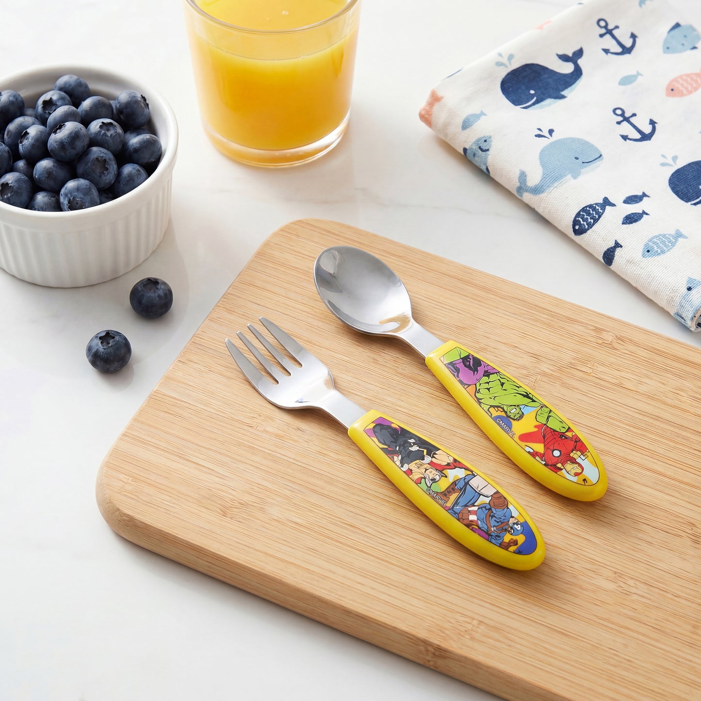 Avengers Children's Kids Ergonomic 2pcs Cutlery Set - Fork and Spoon