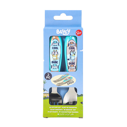 Bluey Children's Kids Ergonomic 2pcs Cutlery Set - Fork and Spoon