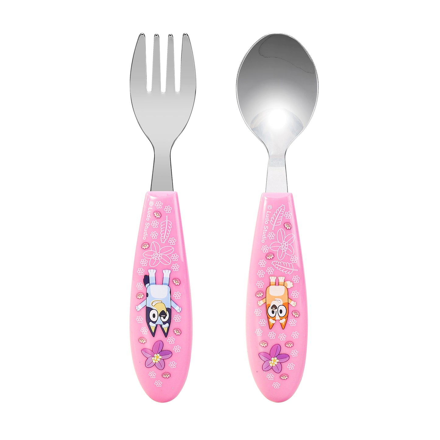 Bluey Pink Children's Kids Ergonomic 2pcs Cutlery Set - Fork and Spoon