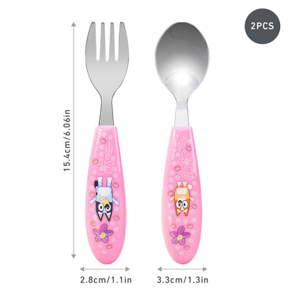Bluey Pink Children's Kids Ergonomic 2pcs Cutlery Set - Fork and Spoon