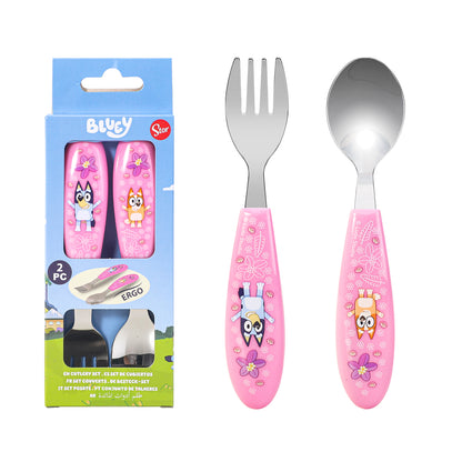 Bluey Pink Children's Kids Ergonomic 2pcs Cutlery Set - Fork and Spoon