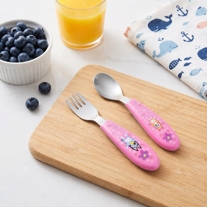 Bluey Pink Children's Kids Ergonomic 2pcs Cutlery Set - Fork and Spoon