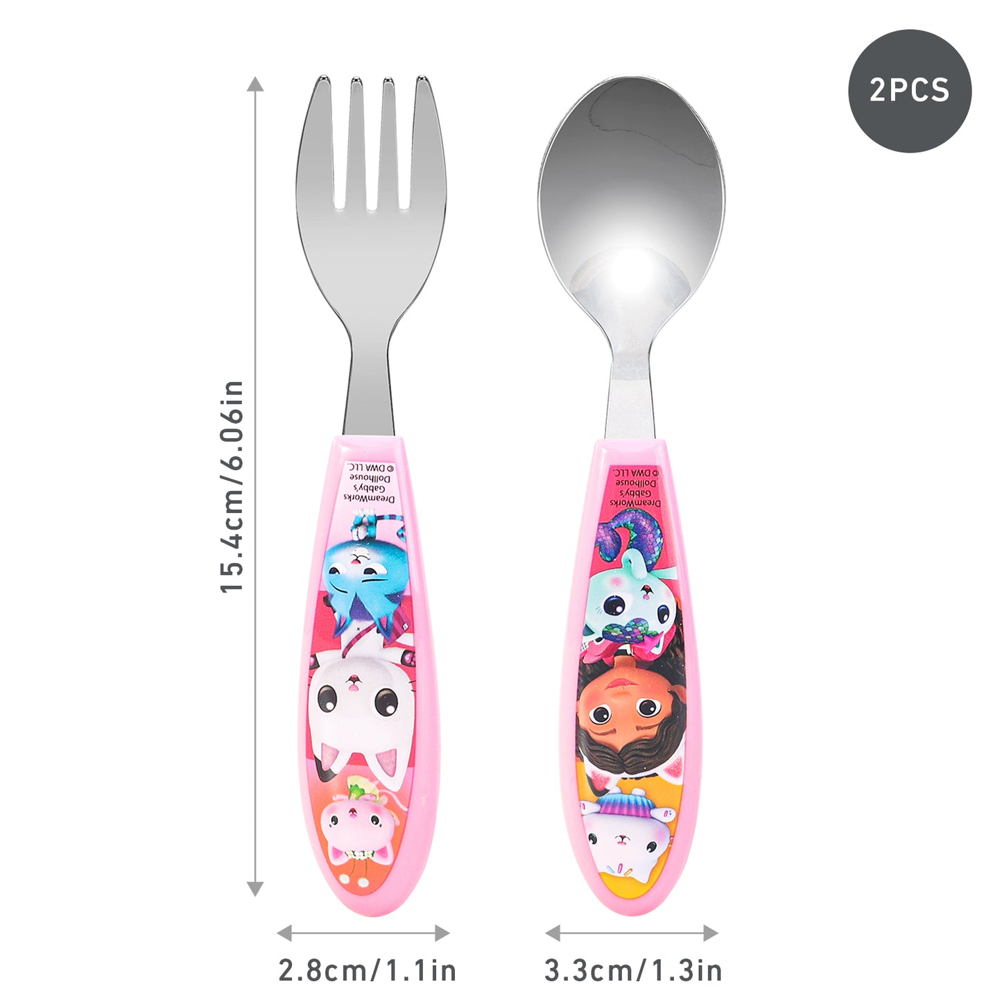 Gabby's Dollhouse Kids 2 Piece Cutlery Set – Includes Fork and Spoon