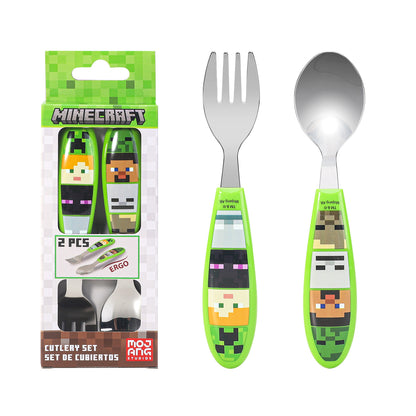 Minecraft Kids 2 Piece Cutlery Set – Includes Fork and Spoon