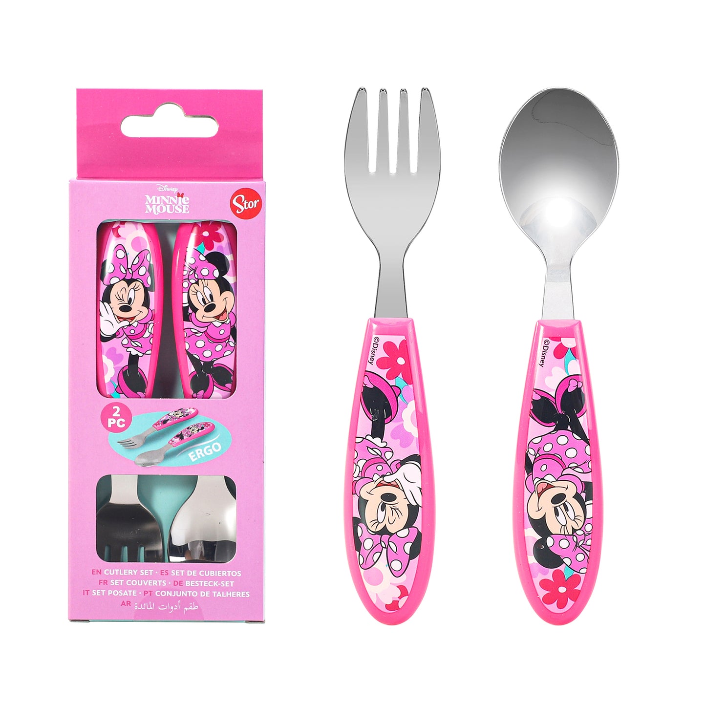 Minnie Mouse Kids 2 Piece Cutlery Set – Includes Fork and Spoon
