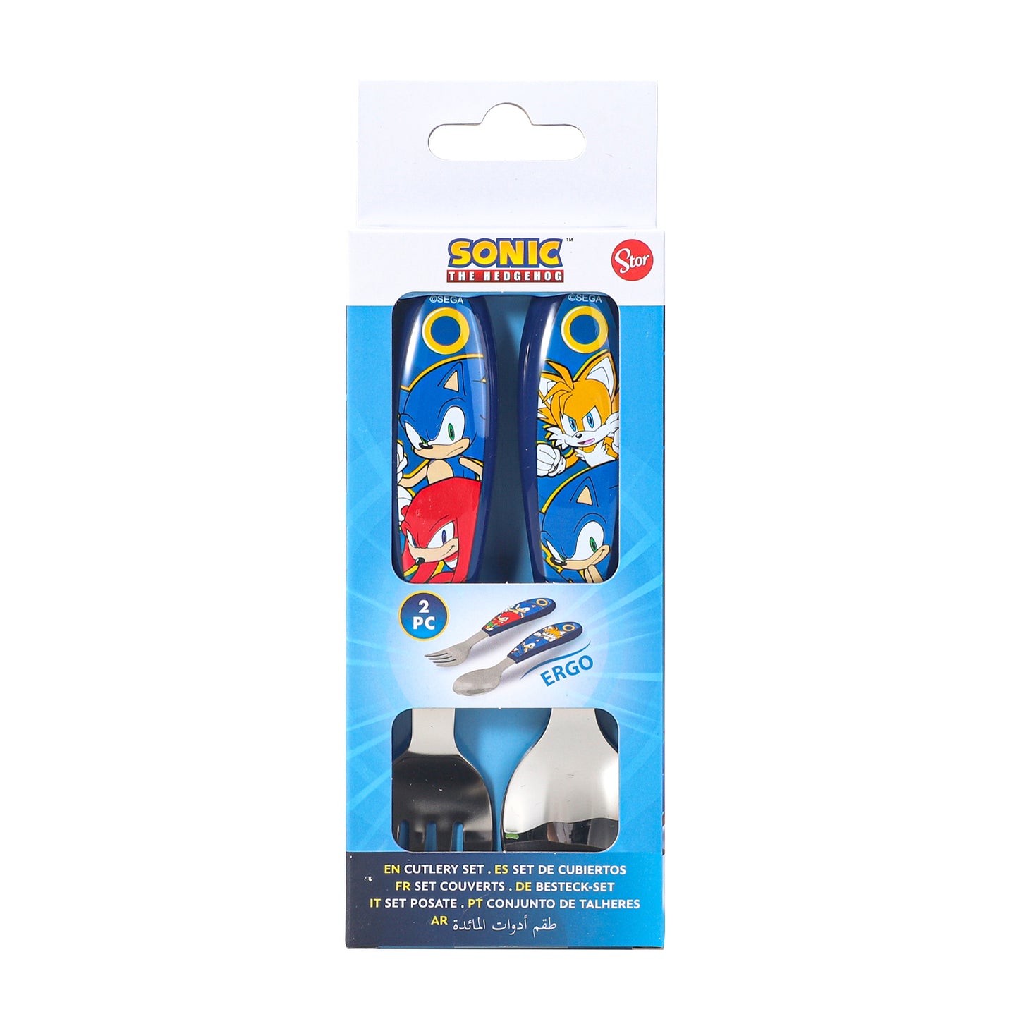 Sonic the Hedgehog Children's Kids Ergonomic 2pcs Cutlery Set - Fork and Spoon