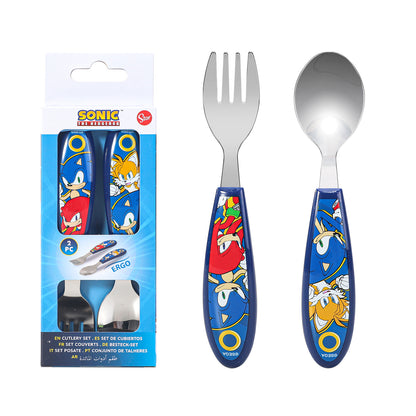 Sonic the Hedgehog Children's Kids Ergonomic 2pcs Cutlery Set - Fork and Spoon