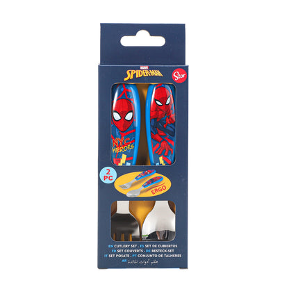 Spiderman Children's Kids Ergonomic 2pcs Cutlery Set - Fork and Spoon