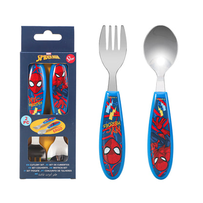 Spiderman Children's Kids Ergonomic 2pcs Cutlery Set - Fork and Spoon