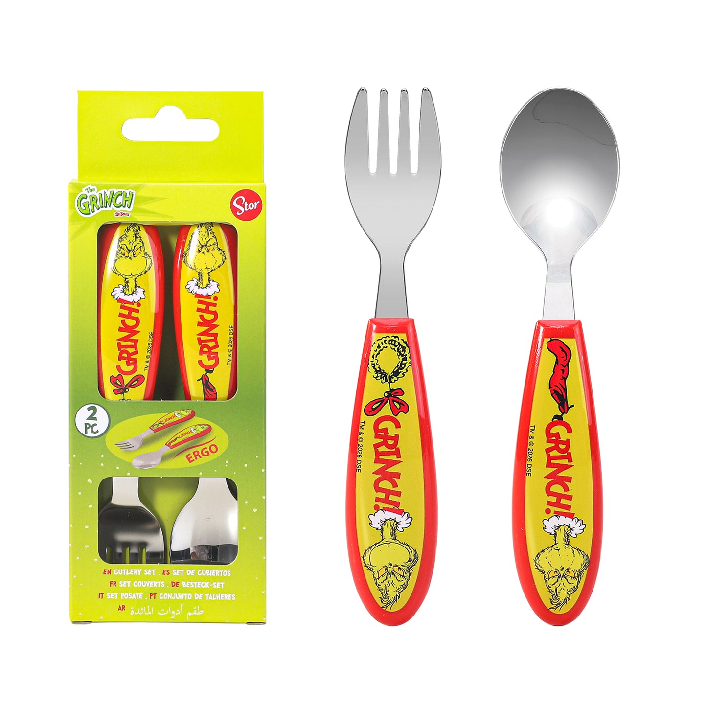 The Grinch Kids 2 Piece Cutlery Set – Includes Fork and Spoon
