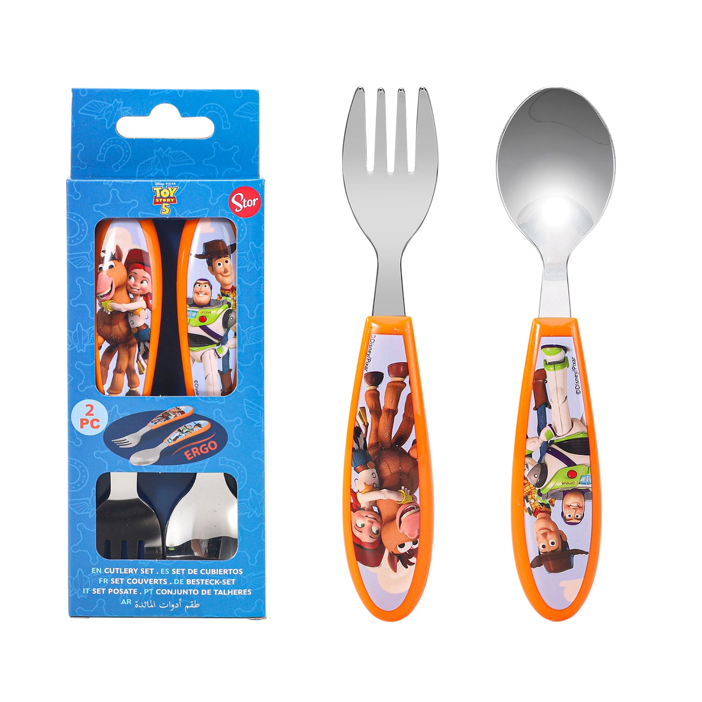 Toy Story Children's Kids Ergonomic 2pcs Cutlery Set - Fork and Spoon