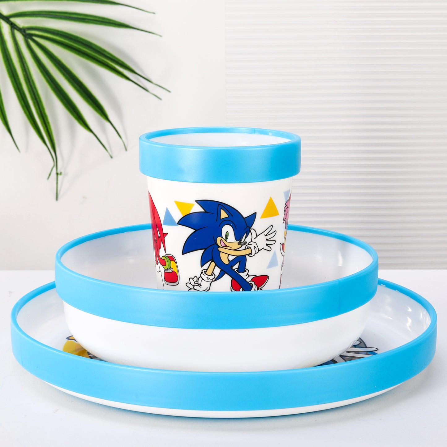 Sonic The Hedgehog Kids 6 Piece Reusable Dinner Set - Plate/Bowl/Cup/Knife/Fork/Spoon - Childrens Dinnerware Tableware Cutlery Set
