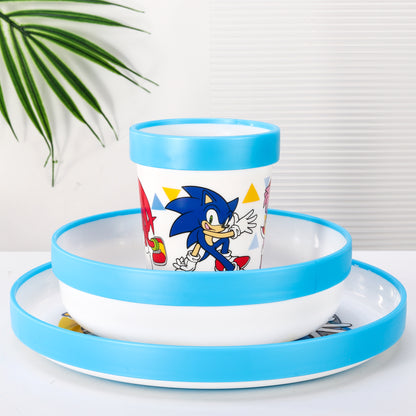 Sonic The Hedgehog Kids 6 Piece Reusable Dinner Set - Plate/Bowl/Cup/Knife/Fork/Spoon - Childrens Dinnerware Tableware Cutlery Set