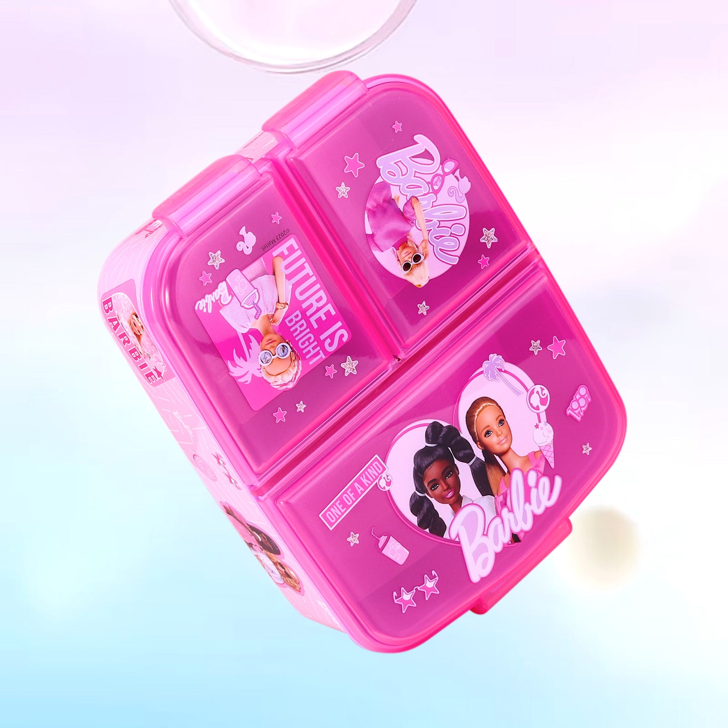 Barbie Kids Childrens Multi Compartment Rectangular School Travel Lunch Food Box Sandwich Bento Container, BPA Free