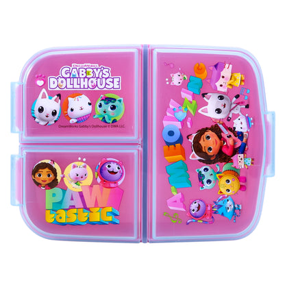 Gabby's Dollhouse Kids Childrens Multi Compartment Rectangular School Travel Lunch Food Box Sandwich Bento Container, BPA Free