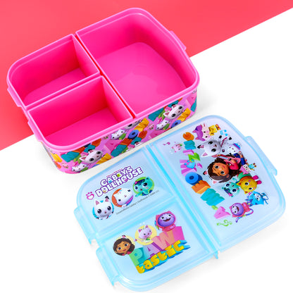 Gabby's Dollhouse Kids Childrens Multi Compartment Rectangular School Travel Lunch Food Box Sandwich Bento Container, BPA Free